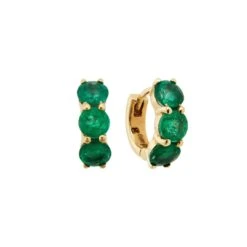 Emerald Huggie Hoop Earrings