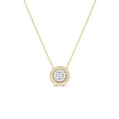 Siena 18K Yellow & White Gold Pave Dot Necklace, Small
