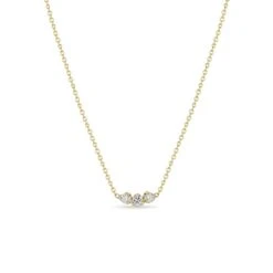 14K Mixed Prong Diamond Trio Necklace
