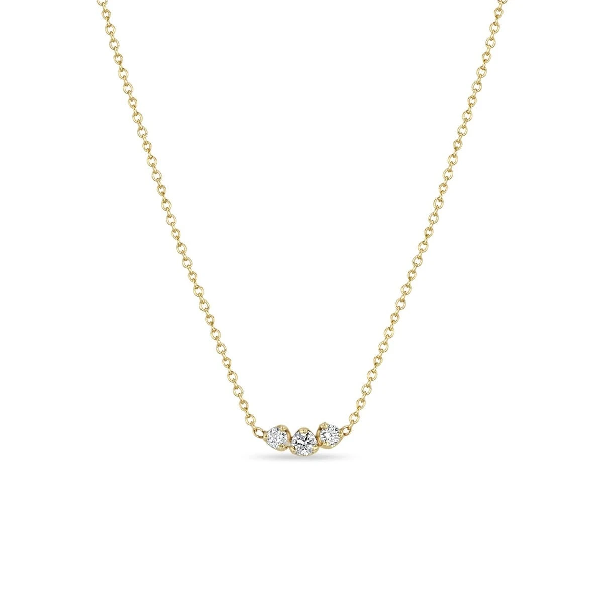 14K Mixed Prong Diamond Trio Necklace 3 14K Mixed Prong Diamond Trio Necklace