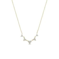 14K Linked Graduated Diamond Trio Necklace