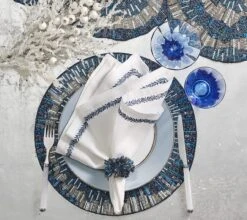 Jardin Napkin, White & Blue -Home Decor Shop 2023 fall kim seybert illusion cover
