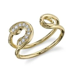 14K Yellow Gold And Diamond Safety Pin Ring