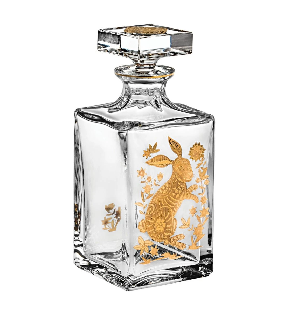 Golden Whisky Decanter With Gold Rabbit 3 Golden Whisky Decanter With Gold Rabbit