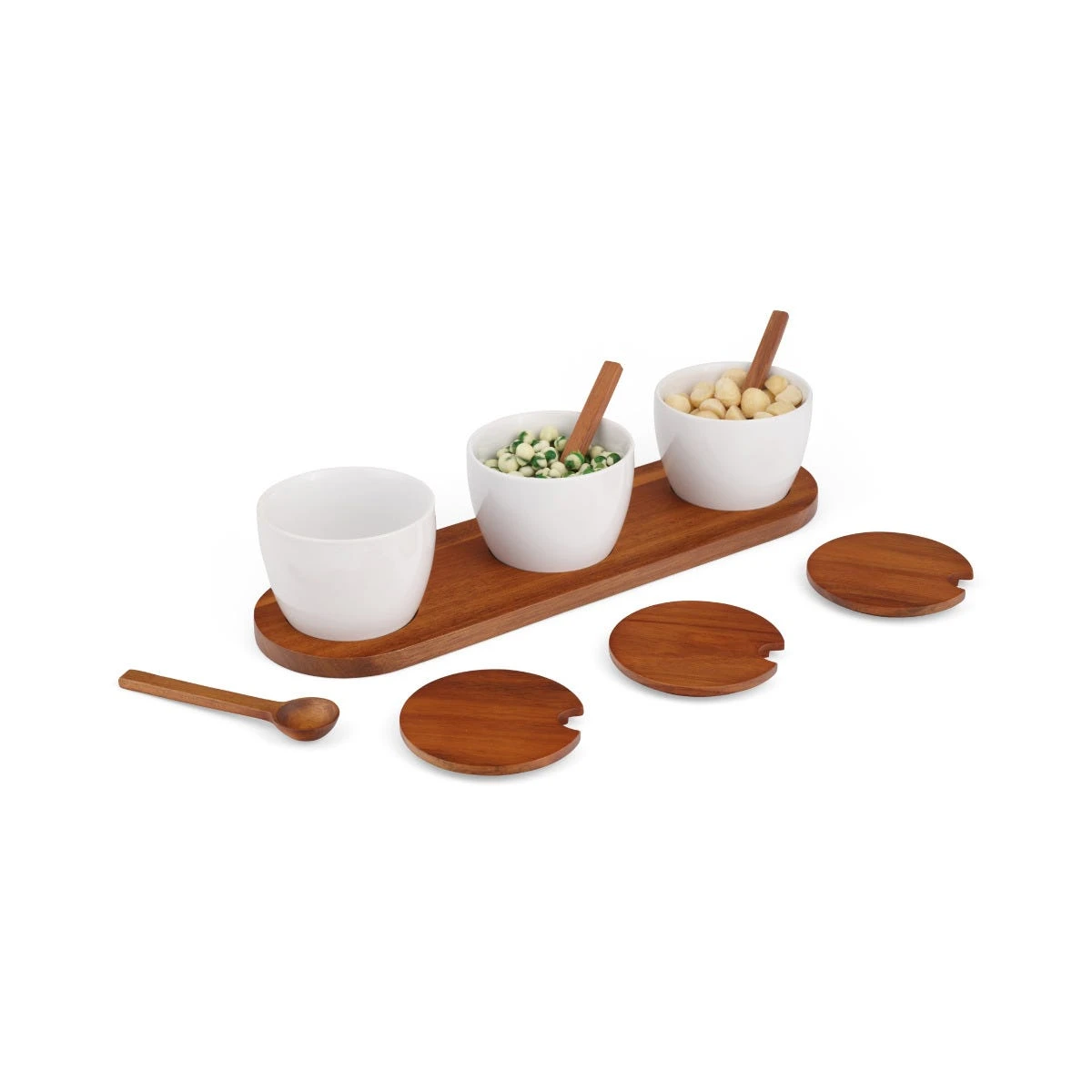 Duets Triple Condiment Server With Lids & Spoons 4 Duets Triple Condiment Server With Lids & Spoons - Image 2