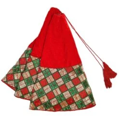 Red Tree Skirt With Tartan Plaid Beading -Home Decor Shop 42 2963 hh2163 4