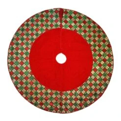 Red Tree Skirt With Tartan Plaid Beading -Home Decor Shop 42 2963 hh2163 7