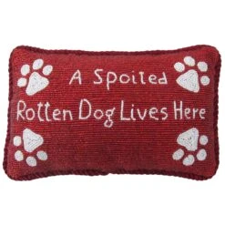"A Spoiled Rotten Dog Lives Here" Beaded Pillow