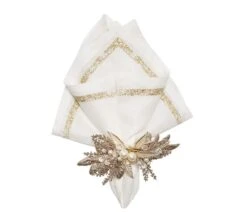 Impression Napkin, White & Gold -Home Decor Shop 42 3127 na2239230whgd white gold impression napkin styled 02