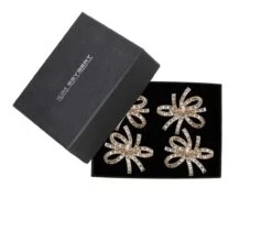 Jeweled Bow Napkin Ring, Set Of 4 -Home Decor Shop 42 3142 nr2239240gdcry gold crystal jeweled bow napkin ring s4 boxed 01