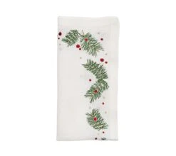 Evergreen Napkin, White, Red & Green