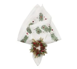 Evergreen Napkin, White, Red & Green 8 Evergreen Napkin, White, Red & Green -Home Decor Shop 42 3146 na2239196wrdgr white red green evergreen napkin styled 02