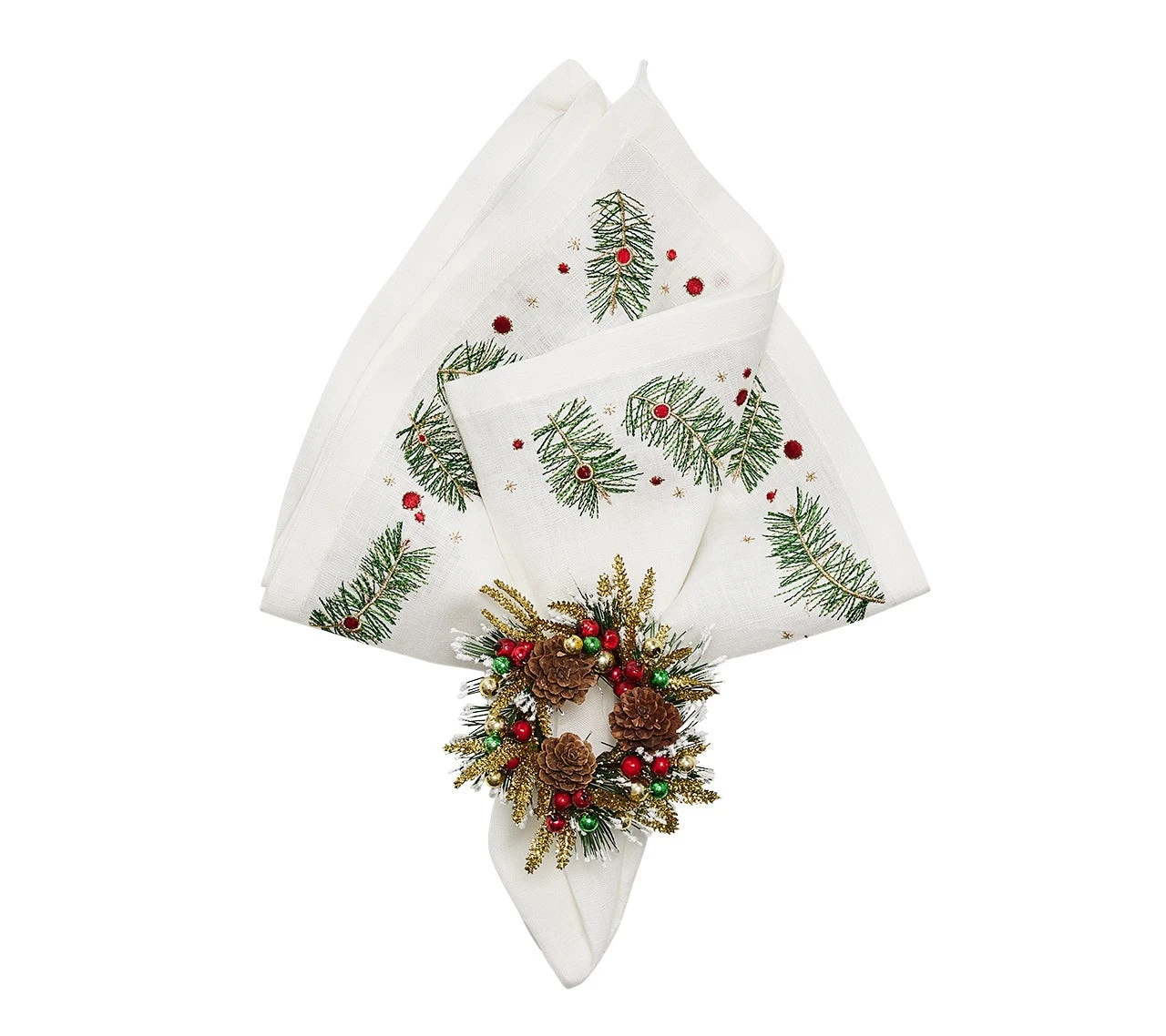 Evergreen Napkin, White, Red & Green 5 Evergreen Napkin, White, Red & Green - Image 3