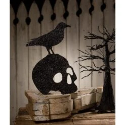 Halloween Crow On Skull Silhouette