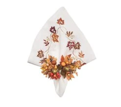 Fall Frolic Napkin In White & Multi -Home Decor Shop 42 3687 na2239179whmt white multi fall frolic napkin styled 02