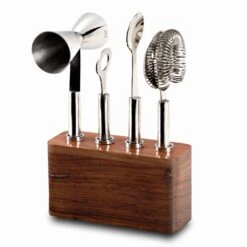 Cosmo 4-Piece Bar Set With Wood Base