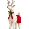 White Reindeer Footrest With Bright Red Trim -Home Decor Shop 61108 white reindeer footrest with bright red trim 7799 1167