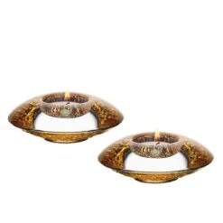 Orrefors Small Gold Discus Votive, S/2
