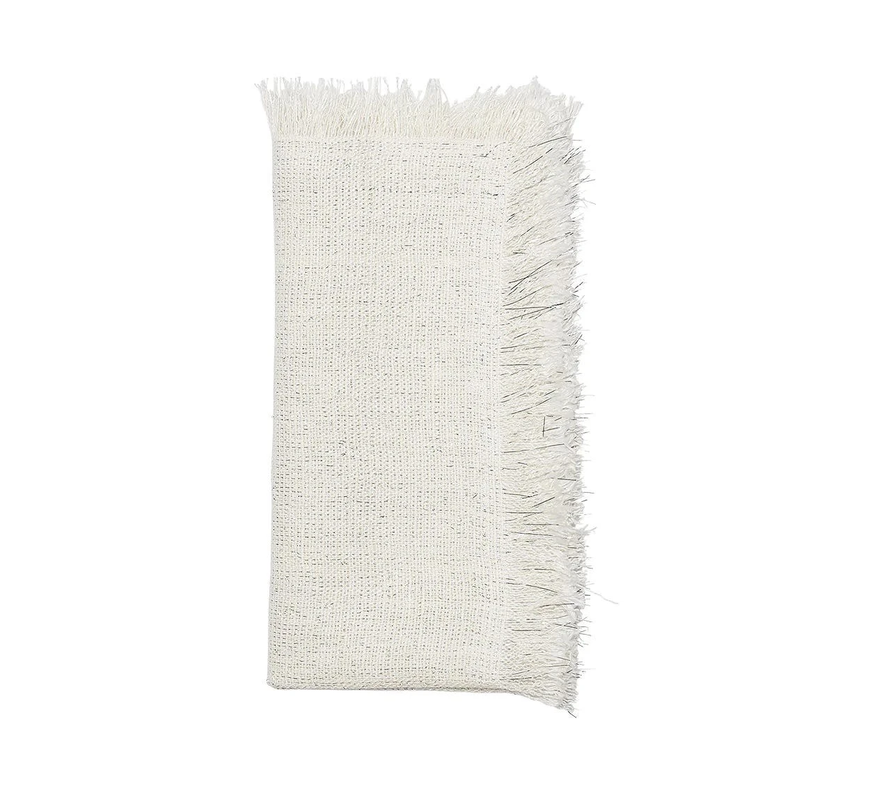 Fringe Napkin, White & Silver 3 Fringe Napkin, White & Silver
