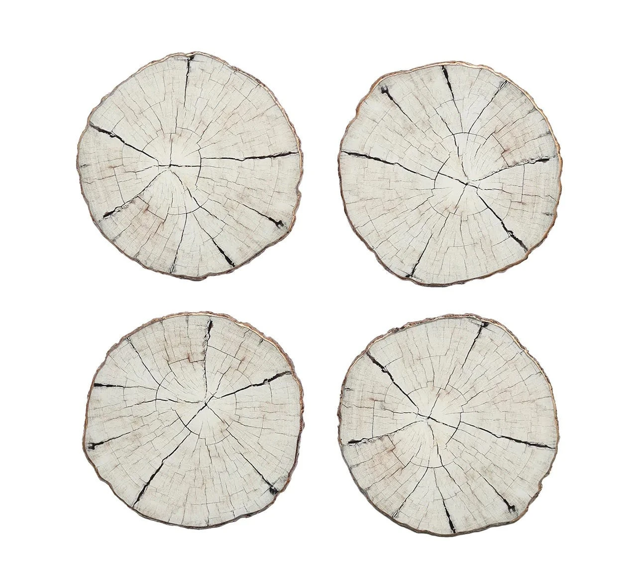 Birch Coaster, Ivory & Natural, Set Of 4 3 Birch Coaster, Ivory & Natural, Set Of 4