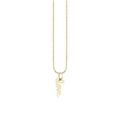 Pure Gold Tiny Love Script Charm Necklace