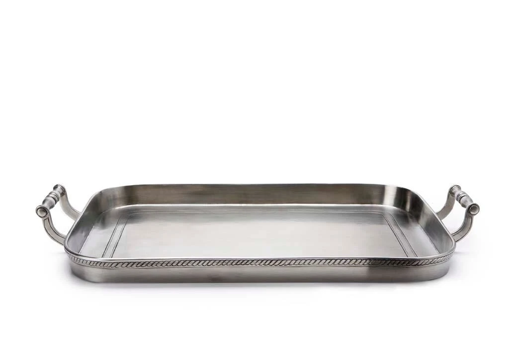 Pewter Gallery Tray With Handles 3 Pewter Gallery Tray With Handles