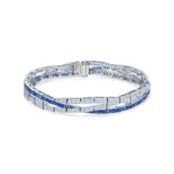 Splendor Braided Diamond & Sapphire Line Bracelet