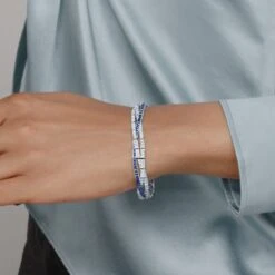Splendor Braided Diamond & Sapphire Line Bracelet 7 Splendor Braided Diamond & Sapphire Line Bracelet -Home Decor Shop b 19593 0 diasap plat lifestyle