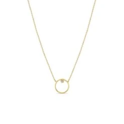 14K Circle Prong Diamond Necklace