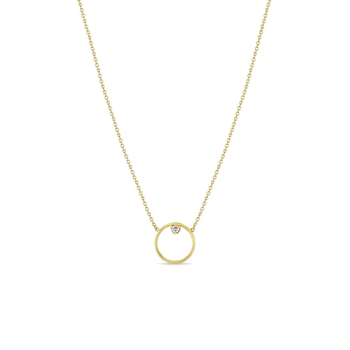 14K Circle Prong Diamond Necklace 3 14K Circle Prong Diamond Necklace