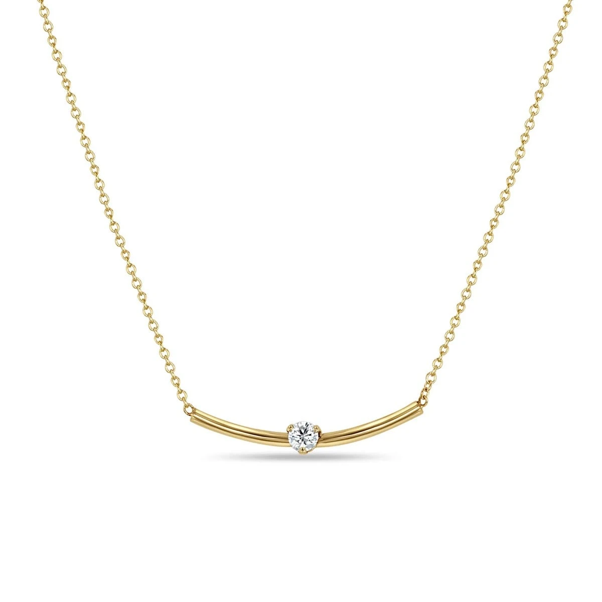 14K Diamond Curved Bar Necklace 3 14K Diamond Curved Bar Necklace