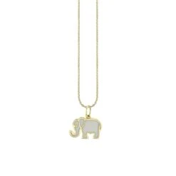Gold & Enamel Elephant Necklace