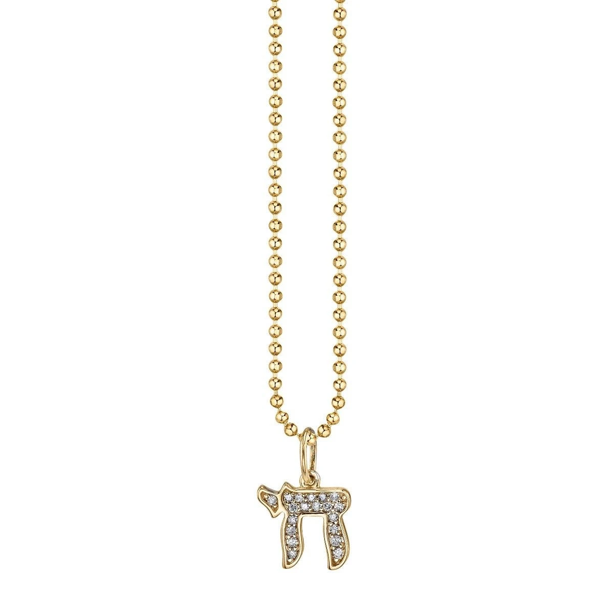 Gold & Diamond Chai Charm Necklace 3 Gold & Diamond Chai Charm Necklace