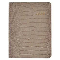 Desk Diary, Taupe Crocodile Print Leather