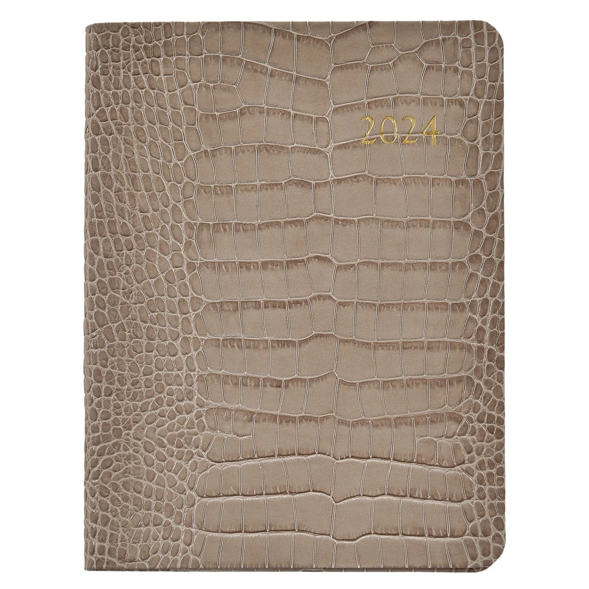 Desk Diary, Taupe Crocodile Print Leather 3 Desk Diary, Taupe Crocodile Print Leather