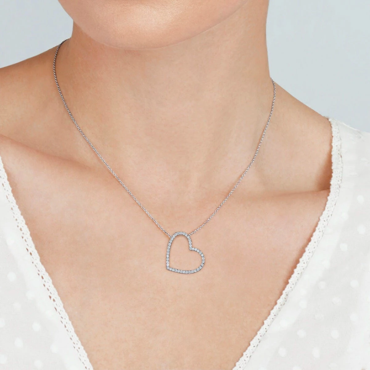 Diamond Open Heart Pendant Necklace 4 Diamond Open Heart Pendant Necklace - Image 2