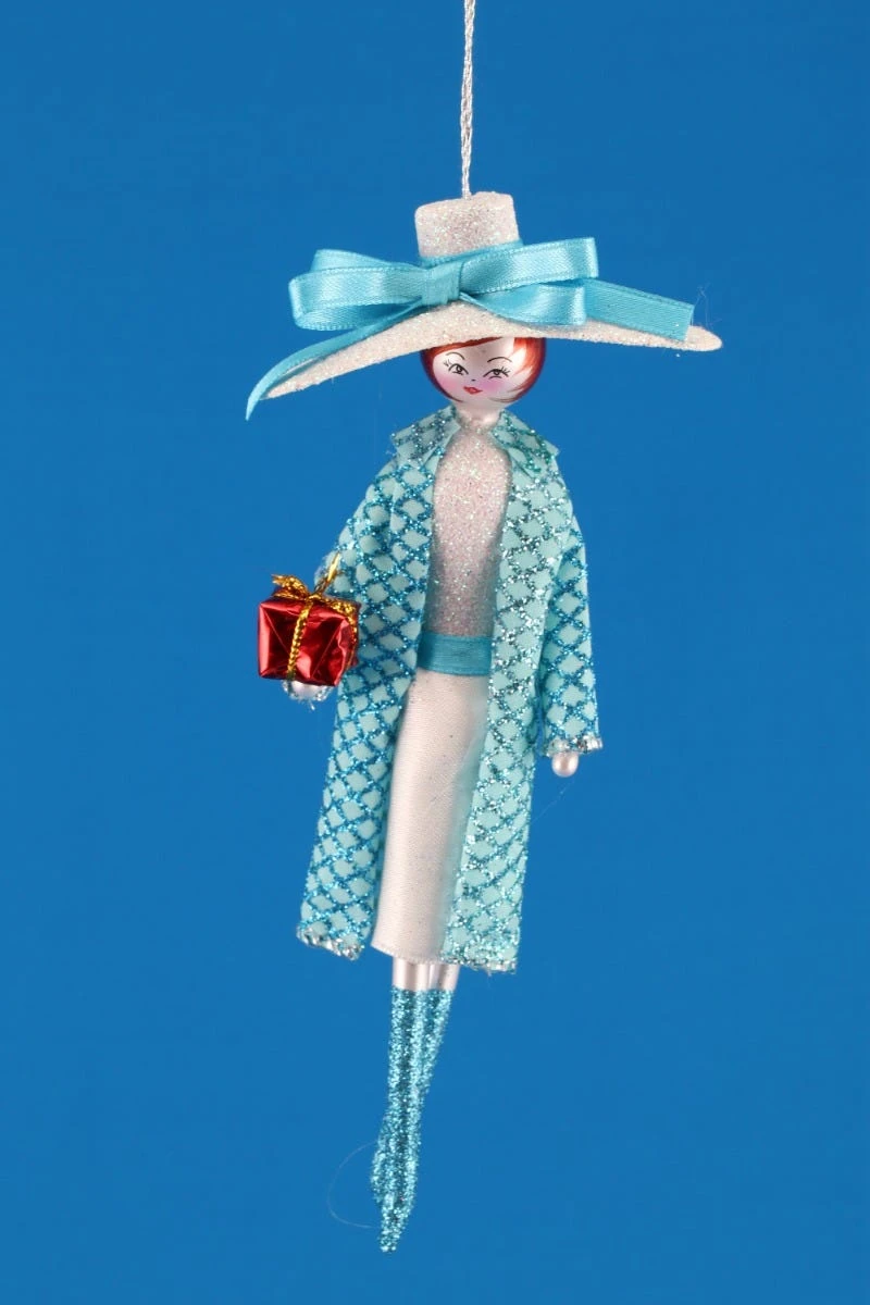Lady In Turquoise Coat Ornament 3 Lady In Turquoise Coat Ornament