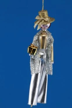 Lady In Silver Coat & Pants Ornament