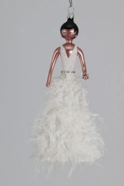 Lady In White Feathers Skirt Ornament