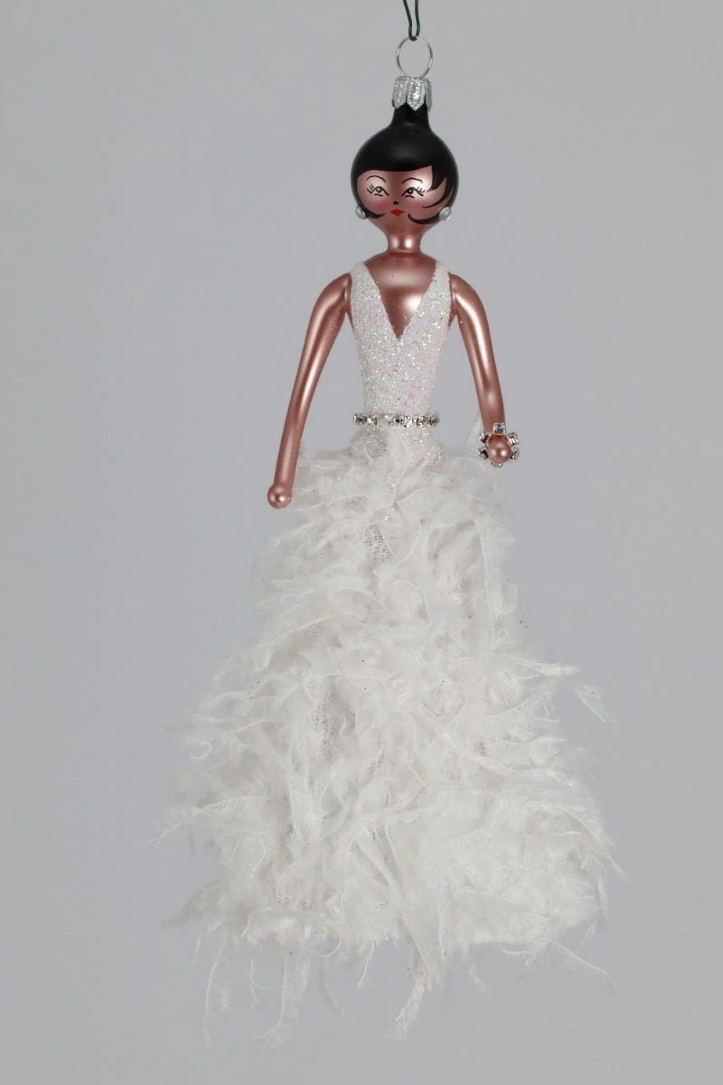 Lady In White Feathers Skirt Ornament 3 Lady In White Feathers Skirt Ornament
