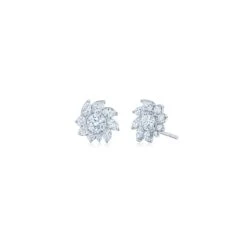 Cluster Pinwheel Halos Diamond Stud Earrings