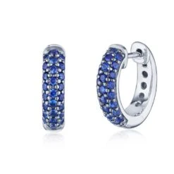 Moonlight Petite Hoop Earrings With Sapphire