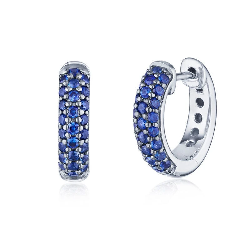 Moonlight Petite Hoop Earrings With Sapphire 3 Moonlight Petite Hoop Earrings With Sapphire