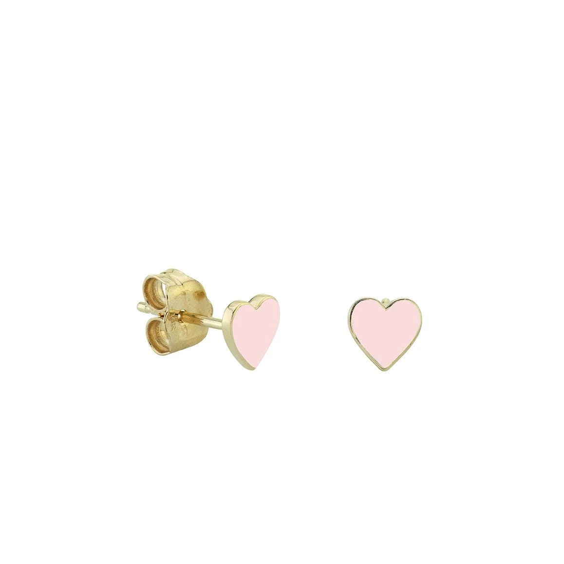 Gold & Enamel Mini Heart Stud Earrings, Pink 3 Gold & Enamel Mini Heart Stud Earrings, Pink