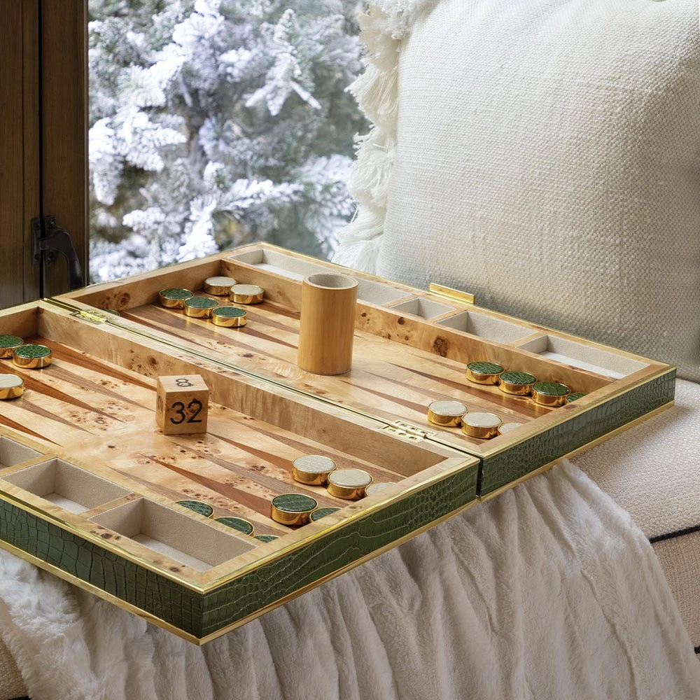 Croc Backgammon Set With Dice, Verde 6 Croc Backgammon Set With Dice, Verde - Image 4