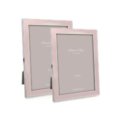 Light Pink Enamel Picture Frame, Silver Trim