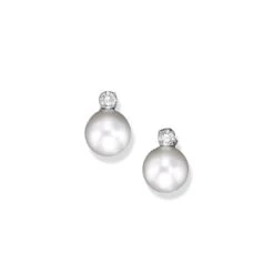 South Sea Pearl & Diamond Stud Earrings