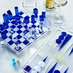 Lucite Chess Set, Blue 5 Lucite Chess Set, Blue -Home Decor Shop gearys gift guide spring 21 chess 1500x1500