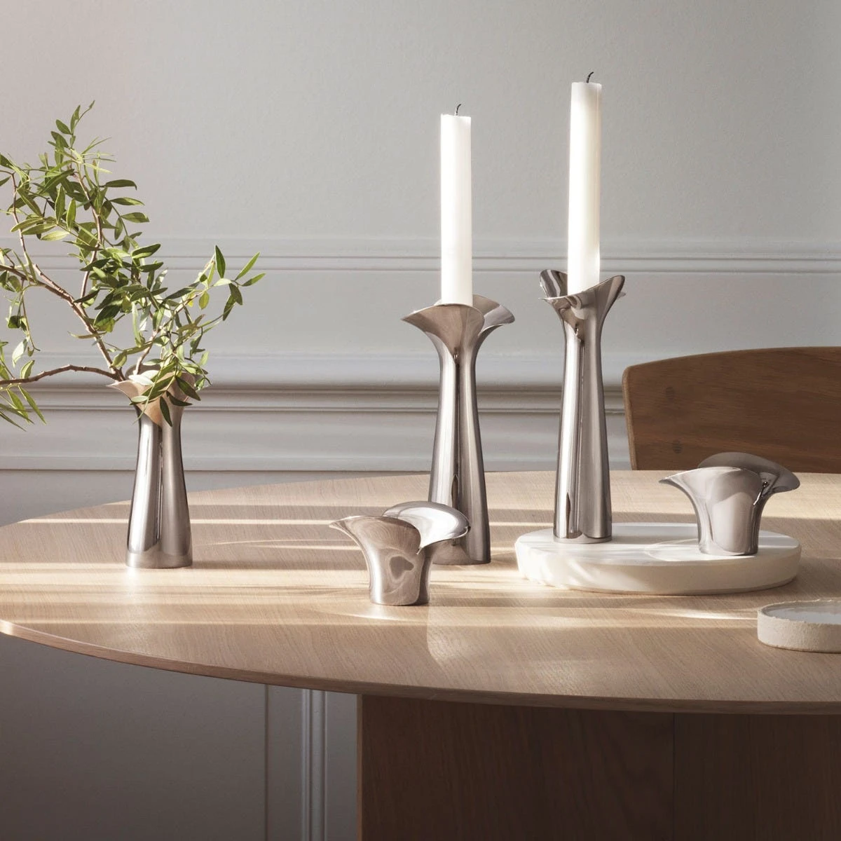 Georg Jensen Bloom Botanica Candleholder, Pair 4 Georg Jensen Bloom Botanica Candleholder, Pair - Image 2