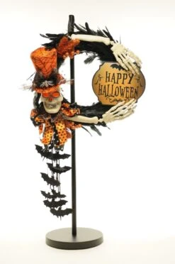 Lighted Batty Skeleton Wreath